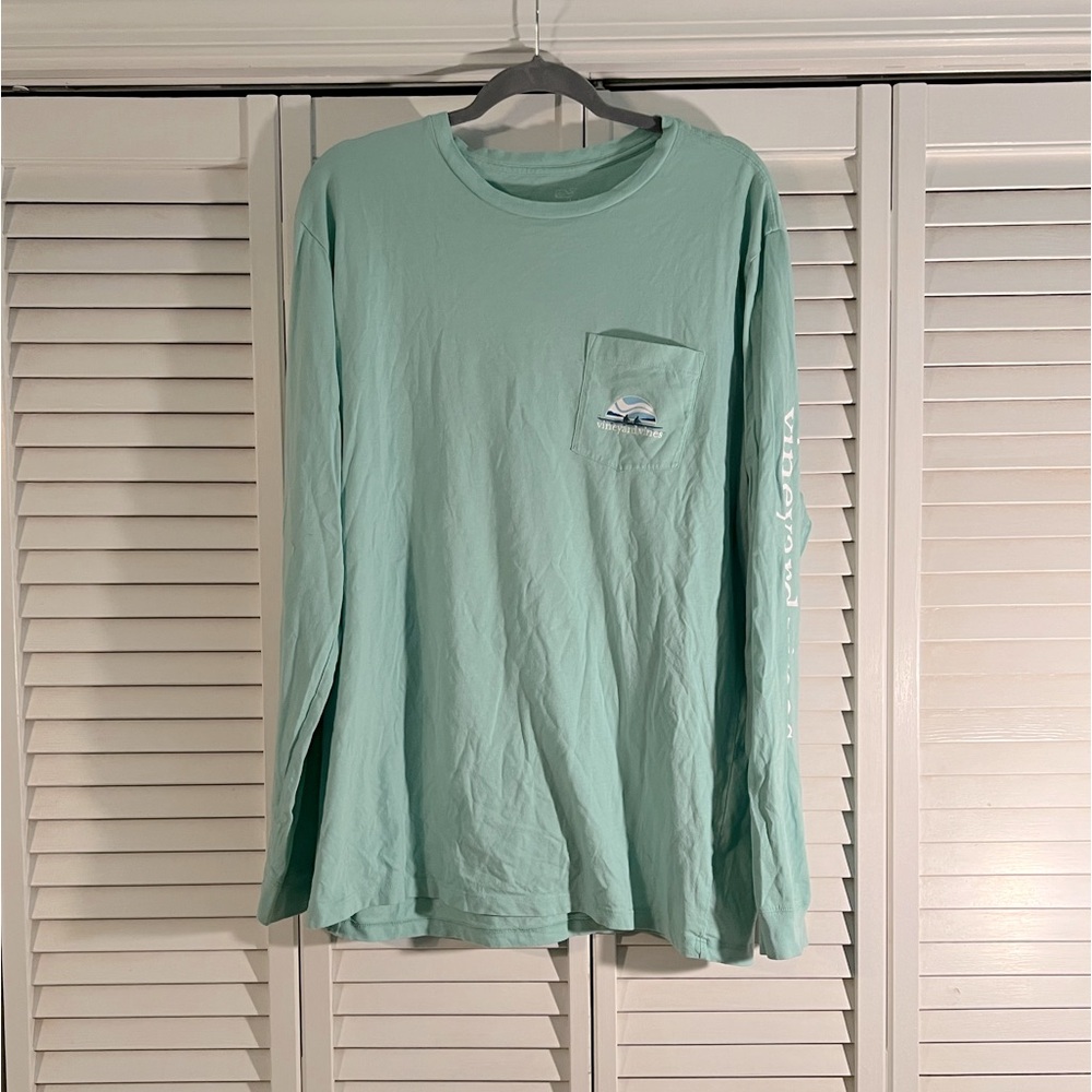 Vineyard vine long sleeve “kayak”, teal-size: XL